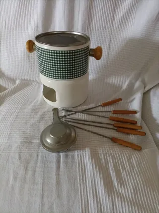 Set de fondue verde y blanco