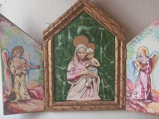 Cuadro Tríptico Virgen y Niño