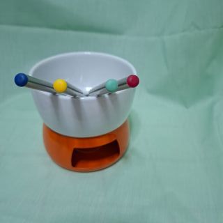 Set Fondue Cerámica + 4 Tenedores