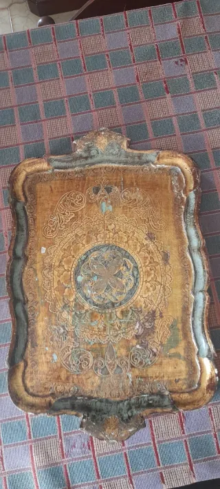 Vassoio antico decorato 46 cm x 35 cm.