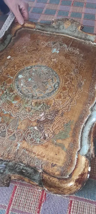 Vassoio antico decorato 46 cm x 35 cm.