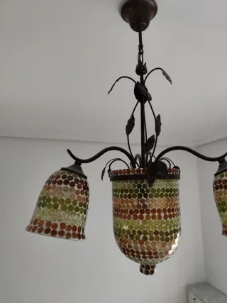 Lámpara de techo de cristal y metal