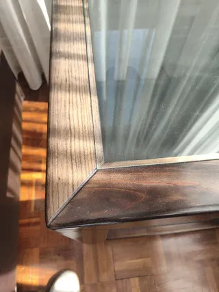 Mesa auxiliar madera y cristal