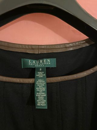 Vestito Ralph Lauren nero con scollo in pelle