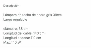 Lámpara colgante Ikea gris 38cm