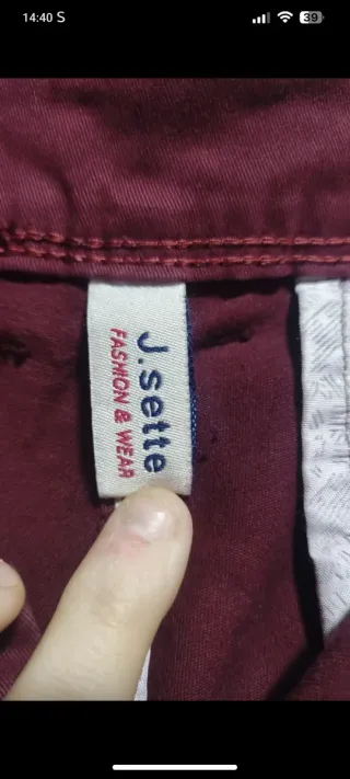 Pantalón J.sette burdeos algodón Slim Fit