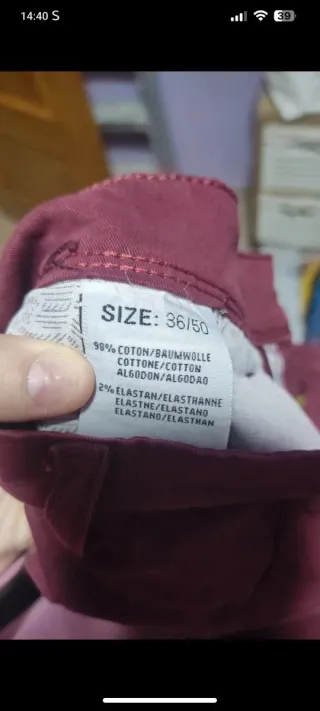 Pantalón J.sette burdeos algodón Slim Fit