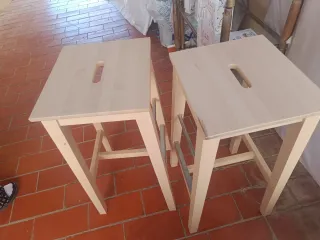2 Taburetes Madera y Metal