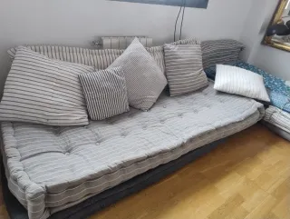 Sofá modular Maisons du Monde gris y blanco