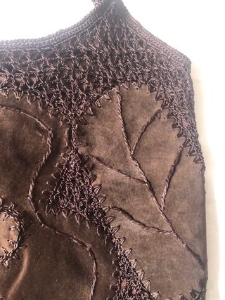 Top Vintage de Cuero y Ganchillo marrón