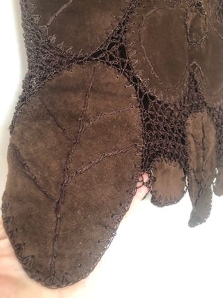 Top Vintage de Cuero y Ganchillo marrón