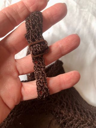 Top Vintage de Cuero y Ganchillo marrón