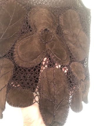 Top Vintage de Cuero y Ganchillo marrón