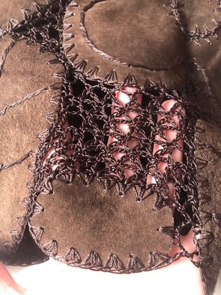 Top Vintage de Cuero y Ganchillo marrón