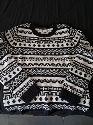 Maglione Zara Man fantasia bianco nero taglia L