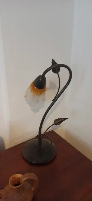 2 Lámparas de mesa flor cristal metal