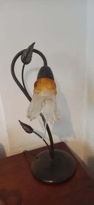 2 Lámparas de mesa flor cristal metal