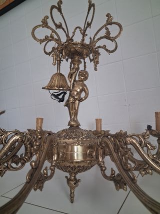 Lámpara araña bronce antigua