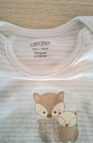 Lote 3 Bodies Bebé Manga Corta 6-9 meses