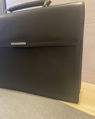 Cartella pelle vitello nera a 2 soffietti