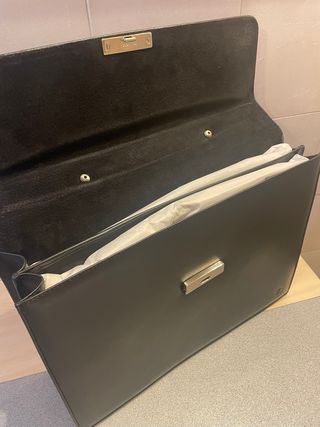 Cartella pelle vitello nera a 2 soffietti