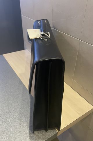 Cartella pelle vitello nera a 2 soffietti