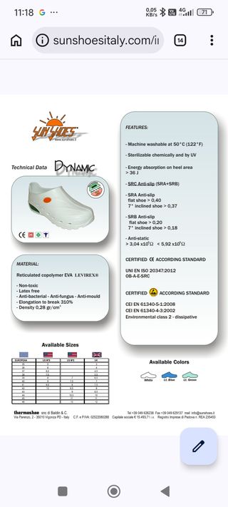 Zuecos sanitarios T36 Sun Shoes blancos