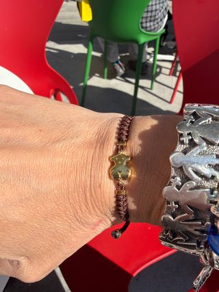 Pulsera Tous Oso Oro Hilo Nylon Nudos