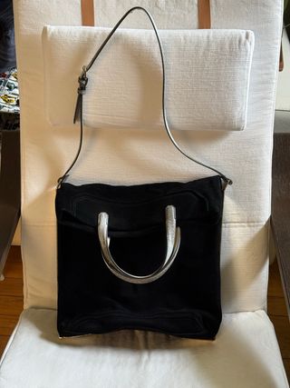 Bolso piel serraje efecto metalizado