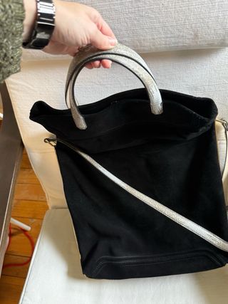 Bolso piel serraje efecto metalizado