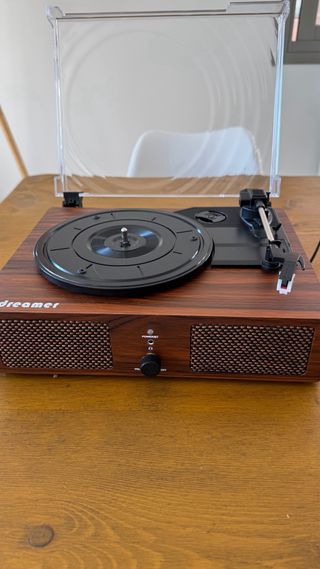 Tocadiscos Bluetooth Marrón y Negro