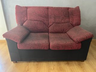 Sofá 2 plazas tela rojo y negro