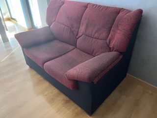 Sofá 2 plazas tela rojo y negro