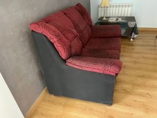 Sofá 2 plazas tela rojo y negro