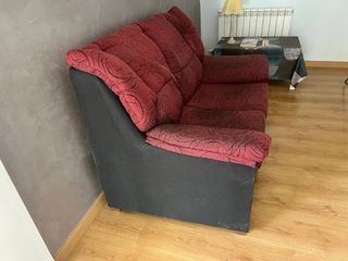 Sofá 2 plazas tela rojo y negro