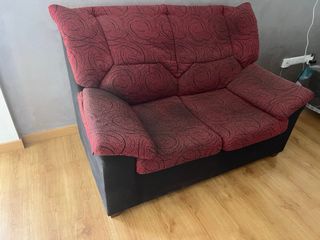 Sofá 2 plazas tela rojo y negro