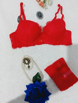 Conjunto Lencería Encaje Rojo 95C