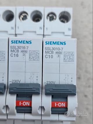 Siemens 5SL magnetotermici C20, C16, C10