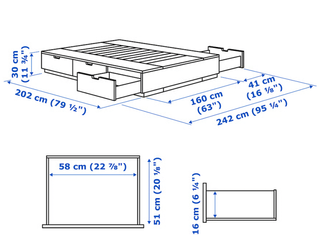 Cama Nordli Ikea 160x200 con almacenaje