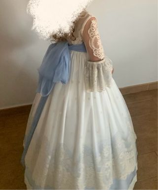 Vestido Comunión Blanco y Azul + Tocado Talla 8!