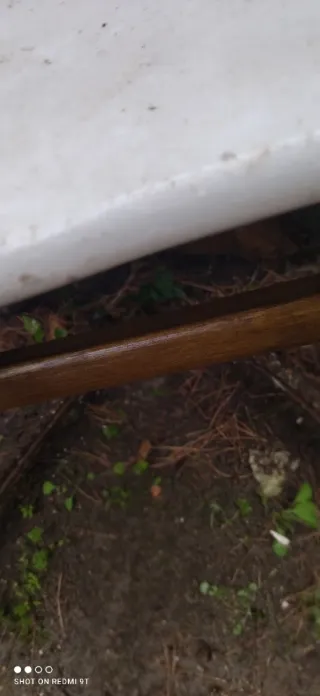 Marmol blanco Mesa antigua de mármol y madera