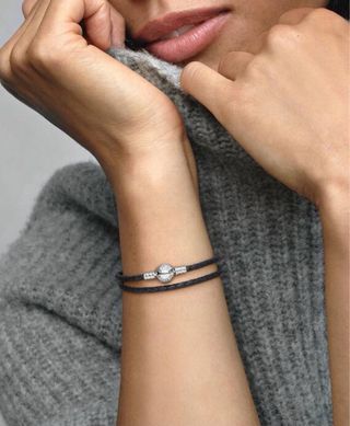 Bracciale Pandora Pelle Intrecciata Nero Argento
