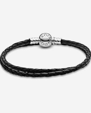 Bracciale Pandora Pelle Intrecciata Nero Argento