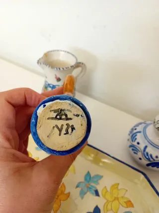 Lote 4 piezas cerámica decorada