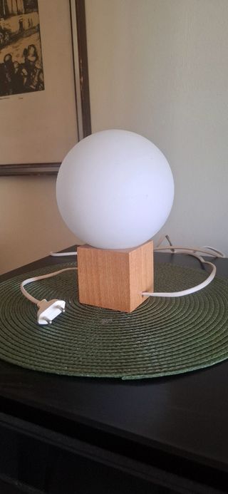 Lámpara Vintage Madera y Cristal