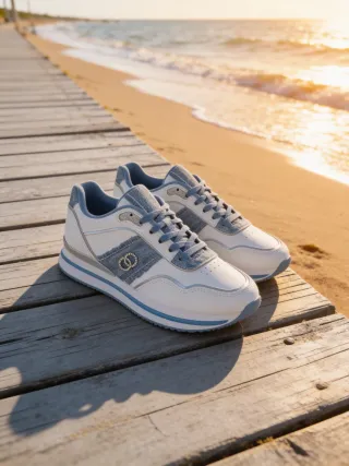 Deportivas mujer azules y blancas