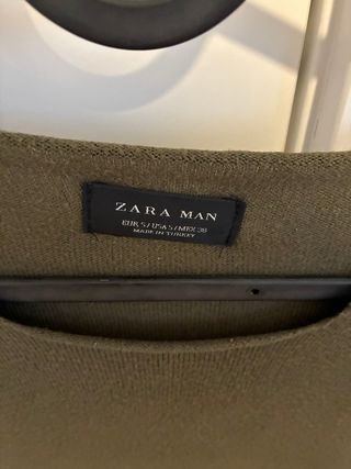 Jersey Zara Hombre Verde Desgastado