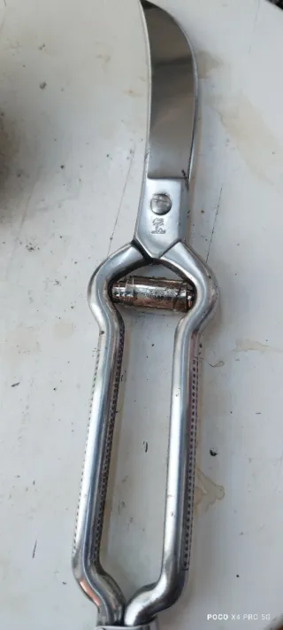 Tijeras de metal con logo de palmera