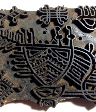 Sello Madera India Estampación Textil