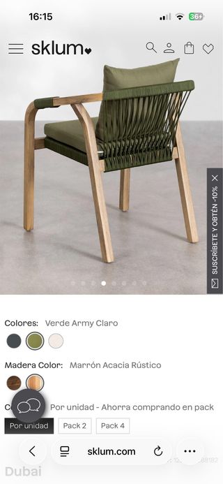 Silla Dubai verde SKLUM sin estrenar